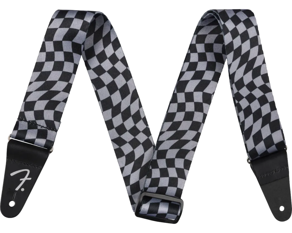 Fender Wavy Checkerboard Polyester Strap, Gray