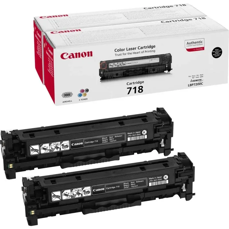 718 BK VP (2PK) - Cartridge Preta Value Pack = 2 unidades para LBP7200Cdn