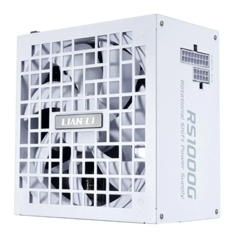 Fonte de alimentação Lian-Li RS1000G de 1000 W, com certificação 80 PLUS Gold, modular, branca.