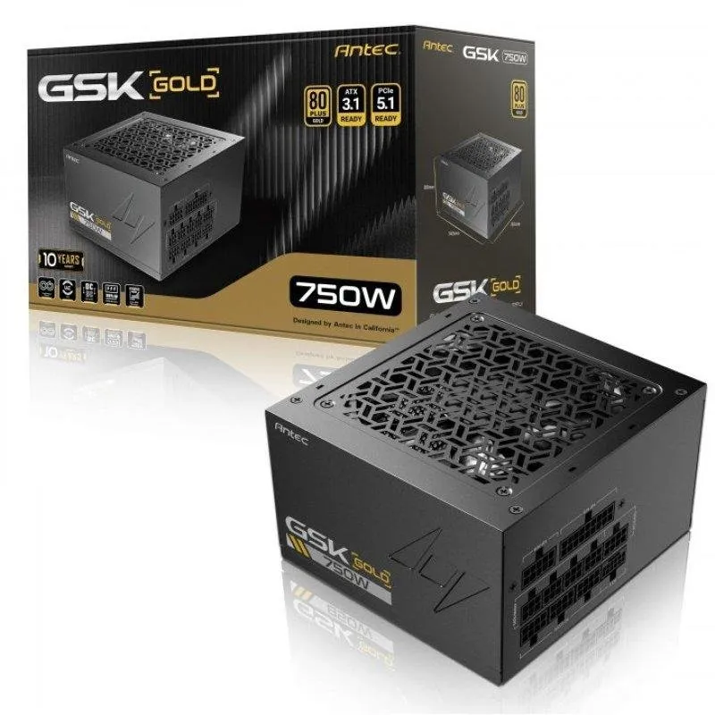 Fonte de Alimentação Antec GSK750 v2 750W 80 Plus Gold Modular PCIe 5.1 ATX 3.1