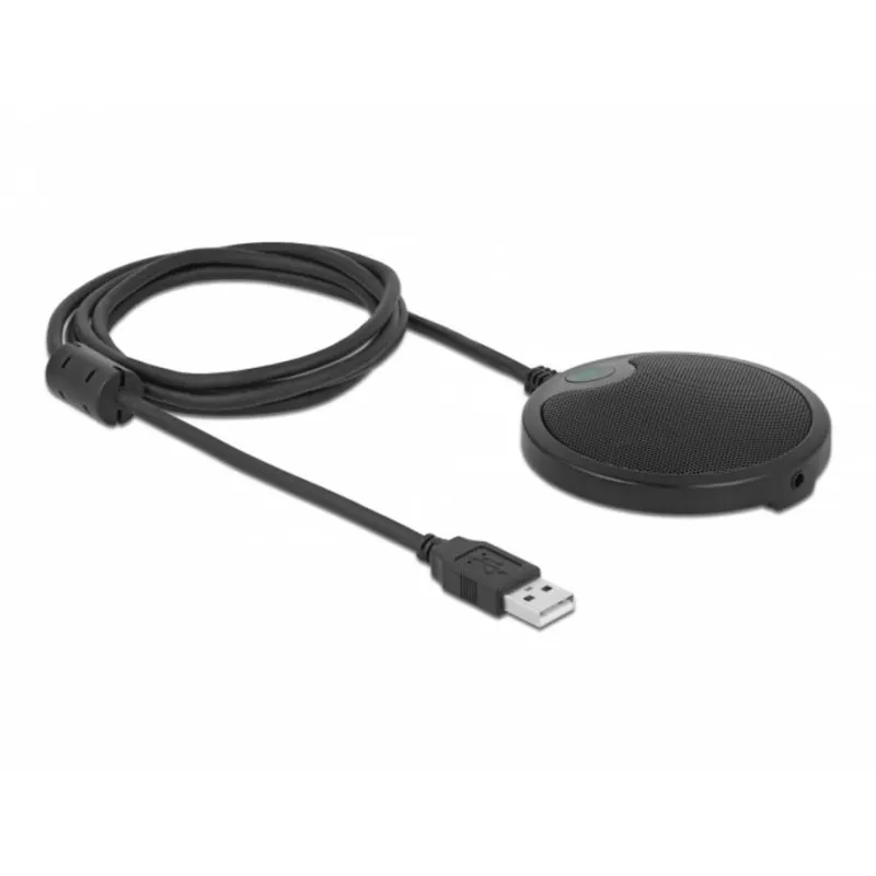 Microfone Delock USB omnidirecional com botão mute e saída para auscultadores