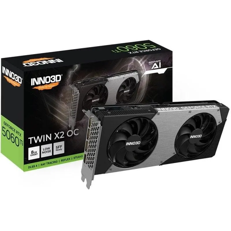 Placa gráfica Inno3D GeForce RTX 5060 Ti TWIN X2 8GB GDDR7 Reflex 2 RTX AI DLSS4