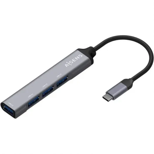 Aisens Adaptador Hub USB 3.1 Tipo C para 4x USB 3.0 Cinzento
