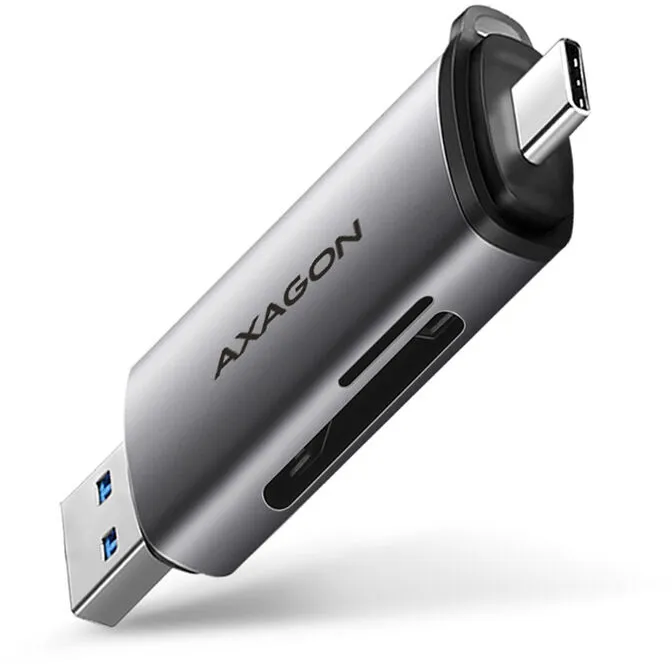 Leitor de cartões AXAGON CRE-SAC External USB 3.2 Gen1 Type-C+Type-A 2-slot SD/microSD