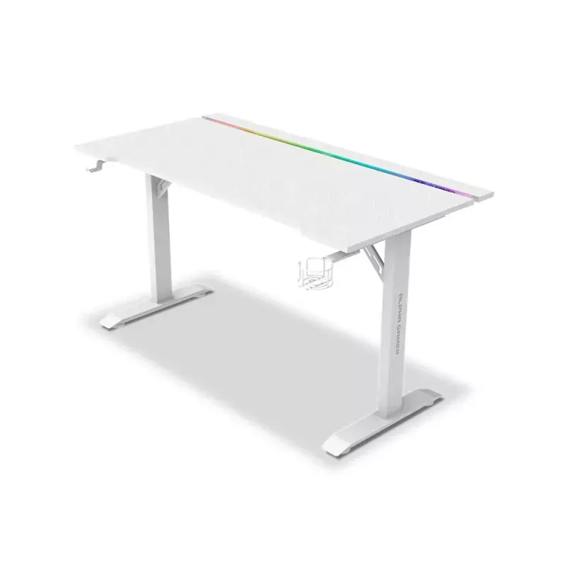 Secretária Gaming Alpha Gamer Starla RGB (140x72cm) Gaming Station Branca