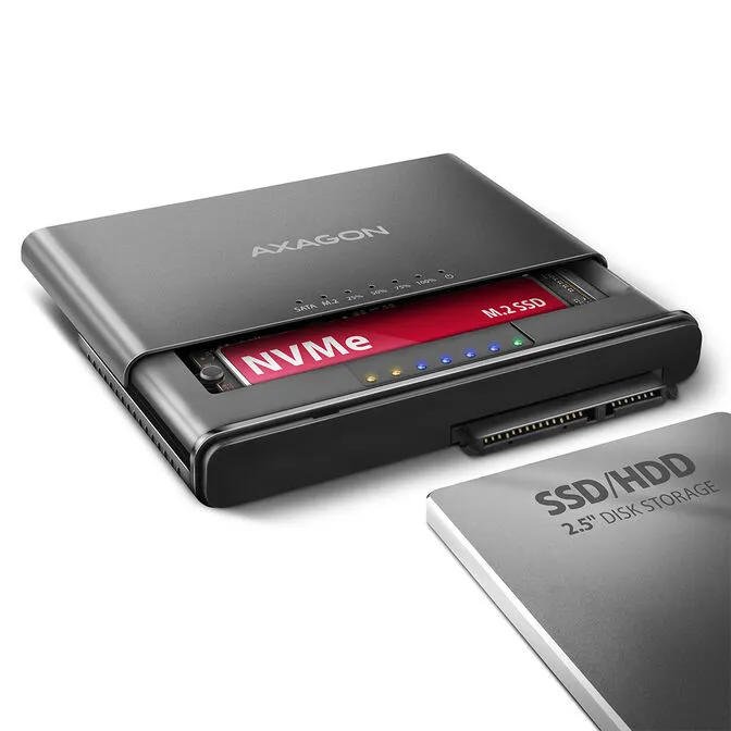 CLONE MASTER 2 AXAGON ADSA-CC USB-C 10Gbps - NVMe M.2 SSD & SATA 2.5"/3.5" SSD/HDD