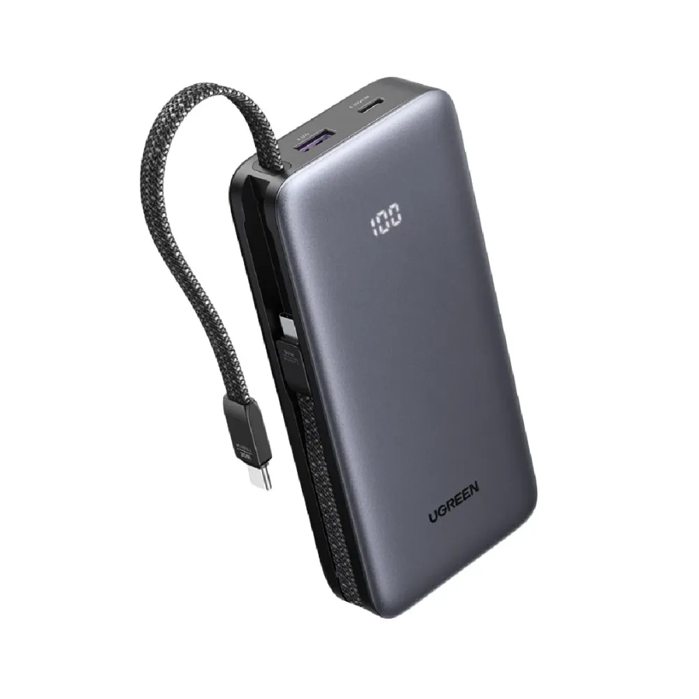 Powerbank Ugreen PB528 20000mAh 30W com Cabo USB-C Cinza