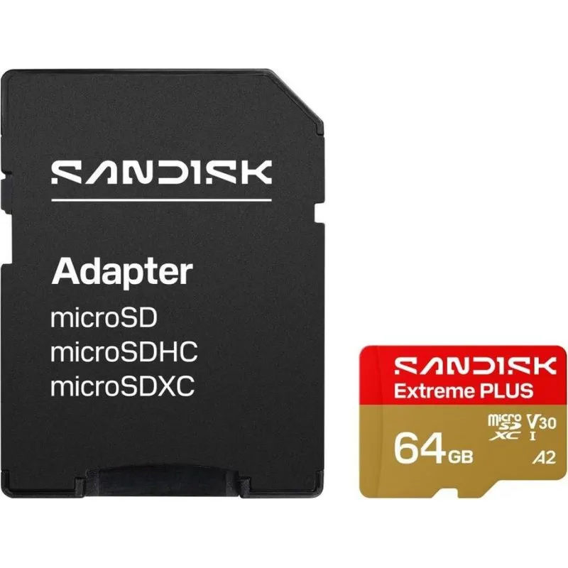 Cartão microSDXC SanDisk Extreme Plus 64GB UHS-I V30 A2 com adaptador