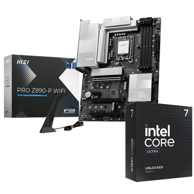 Processador Intel Pack Core Ultra 7 265KF 3.3/5.5GHz Box + MSI PRO Z890-P WIFI