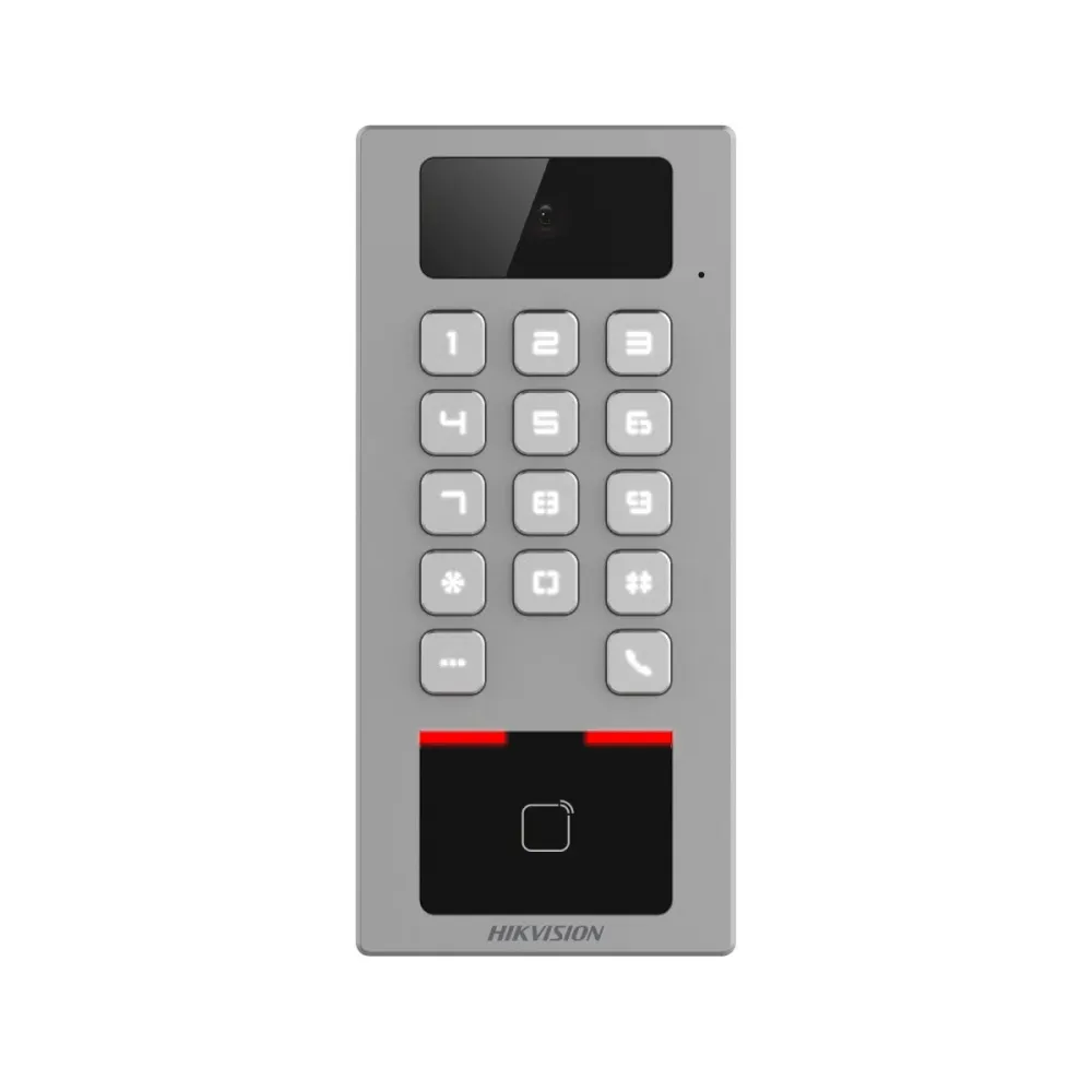 Controlo de Acesso Hikvision DS-K1T502DBWX-C Cartão MF DESFire, QR e PIN IP65 IK09