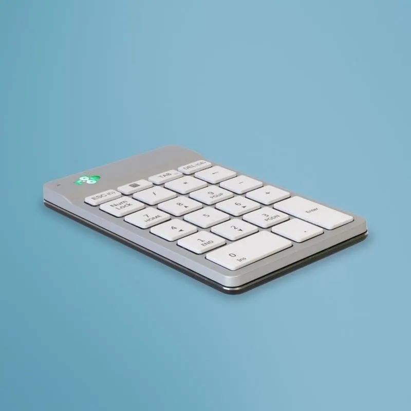 Teclado R-Go Tools Numpad Break Bluetooth ultrafino compacto branco com indicador de pausa