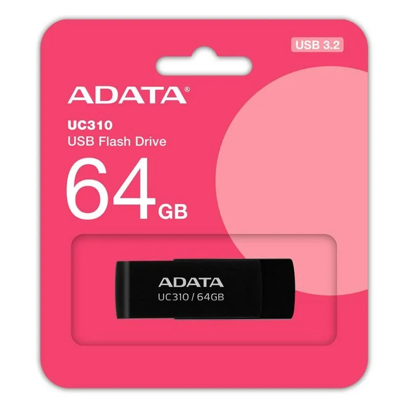 Pen Drive Pen USB ADATA UC310 64 GB USB-A 3.2 Gen 1 preto giratório
