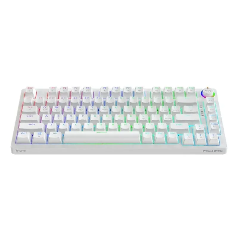 Teclado mecânico Savio Phenix WHITE GAT RED Layout EER RGB multifunções