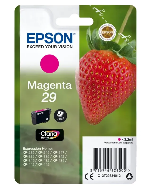 Tinteiro EPSON 29 Magenta - Expression Home XP-255/257/352/355/452/455