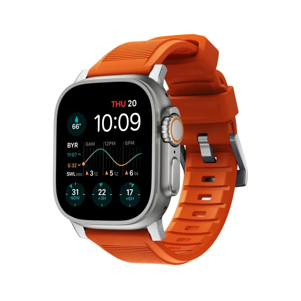 Bracelete Nomad W Reforçada V2 FKM Apple Watch 46mm Laranja/Prateado