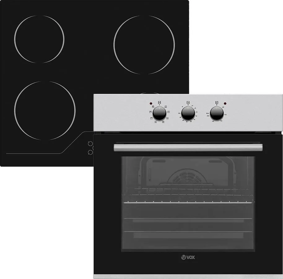 Forno + PLaca de Vitrocerâmica VOX SET2111401 (Forno 65 L - Inox - Placa Preto)