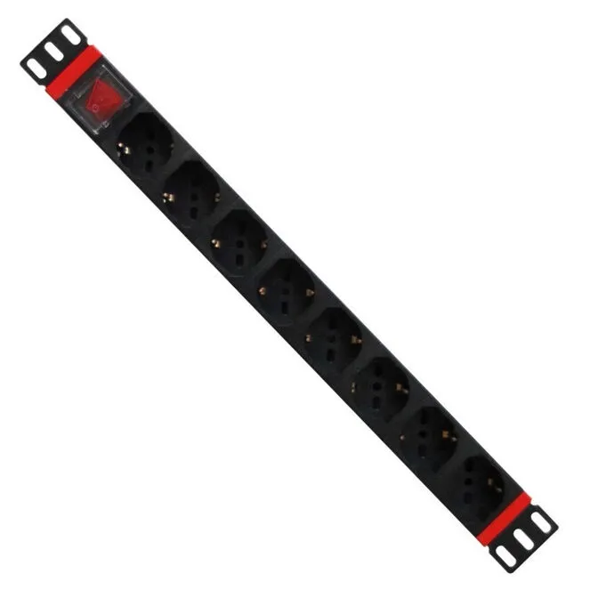 Régua de Alimentação WP RACK PDU 19" 8 Tomadas Italian/Schuko com Interruptor On/Off 1U Plug IEC320 C14