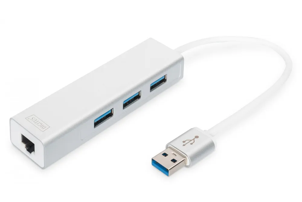 DIGITUS HUB USB 3.0 3xUSB-A/F + 1xUSB-A/M + 1xRJ45 GIGABIT (10/100/1000)