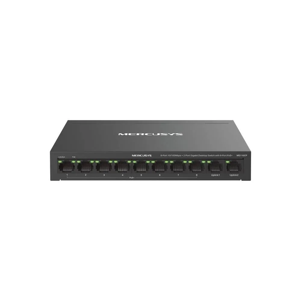 Switch de Rede Mercusys MS110CP 8 Portas PoE+ 10/100Mbps + 2 Portas Gigabit UnManaged