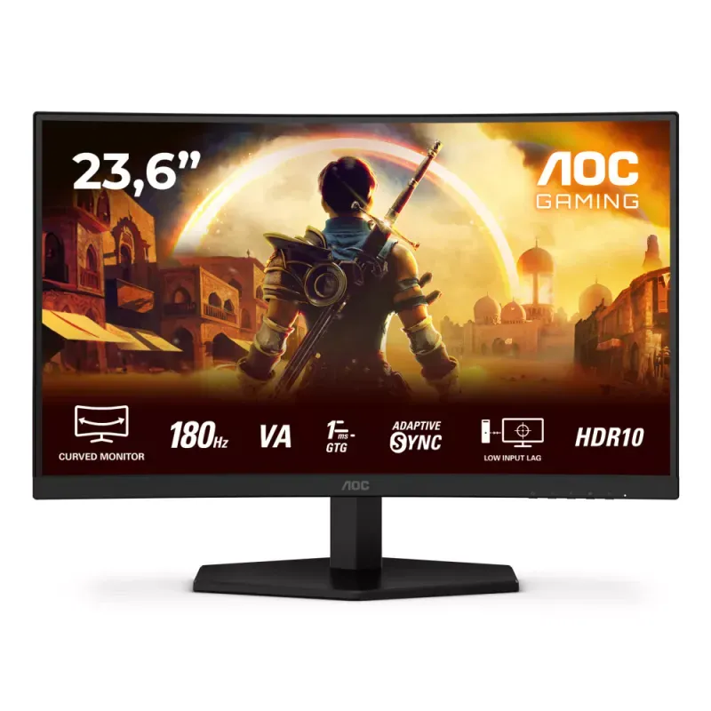 AOC MONITOR VA 24" (23.8) FHD CURVO 0.5MS 180HZ HDMI DP COLUNAS C24G42E