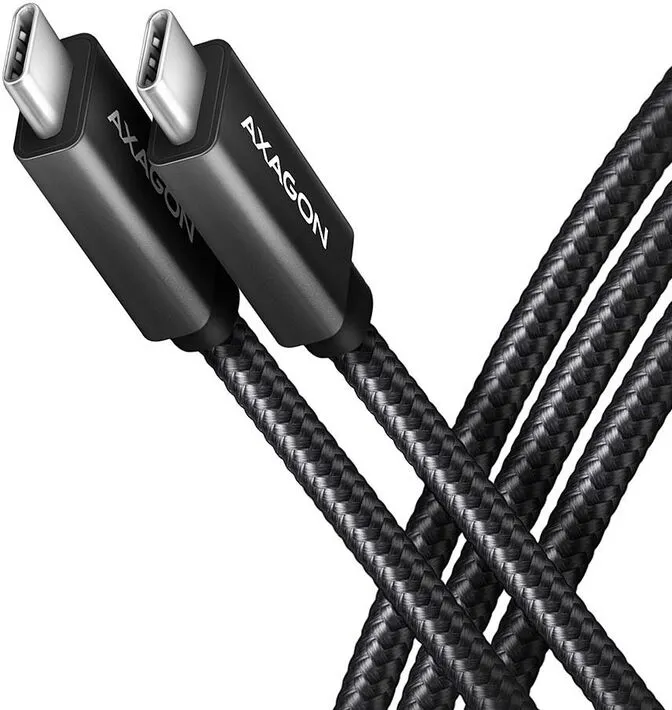 Cabo de carregamento AXAGON BUCM32-CM10AB USB-C <-> USB-C 3.2 Gen 2, 1m, PD 100W, 5A, 4K HD, ALU, braid, Preto