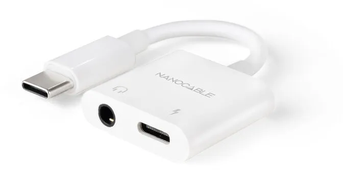 Cabo Adaptador Nanocable USB-C A JACK+USB-C/H PD 60W,Branco