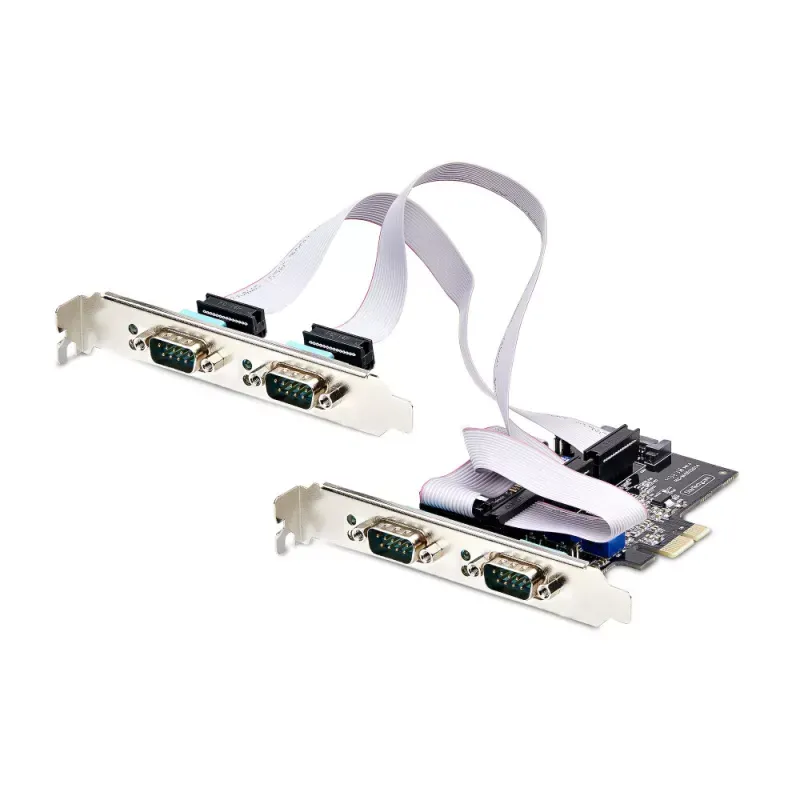 StarTech.com 4-Port Serial PCIe Card, Quad-Port PCI Express to RS232/RS422/RS485 (DB9) Serial Card, Low-Profile Bracket Incl., 16C1050 UART, TAA-Compliant, For Windows/Linux, TAA Compliant - Level-4 ESD Protection (PS74ADF-SERIAL-CARD) - Adaptador se