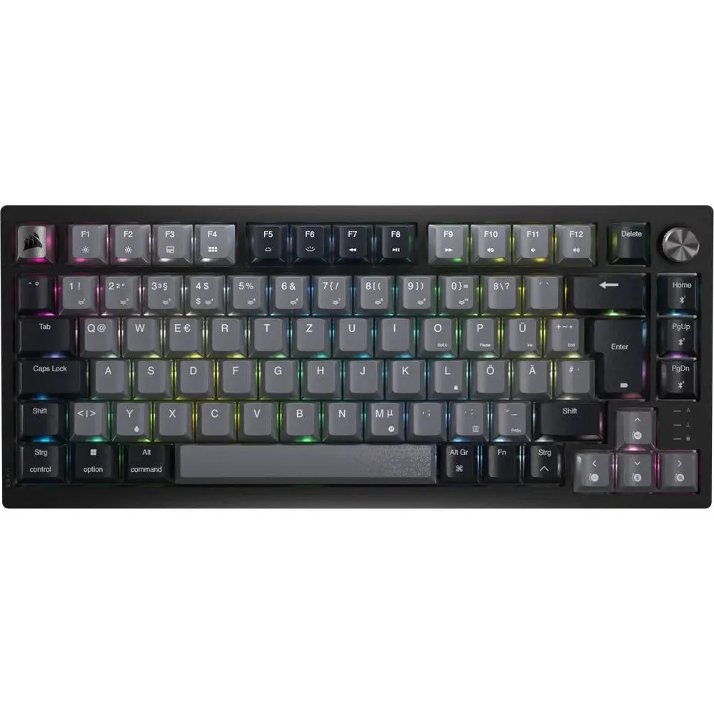 Teclado Mecânico Corsair K65 Plus Wireless 75% RGB RF 2.4GHz / Bluetooth Gaming Corsair Red Linear Switches US Preto