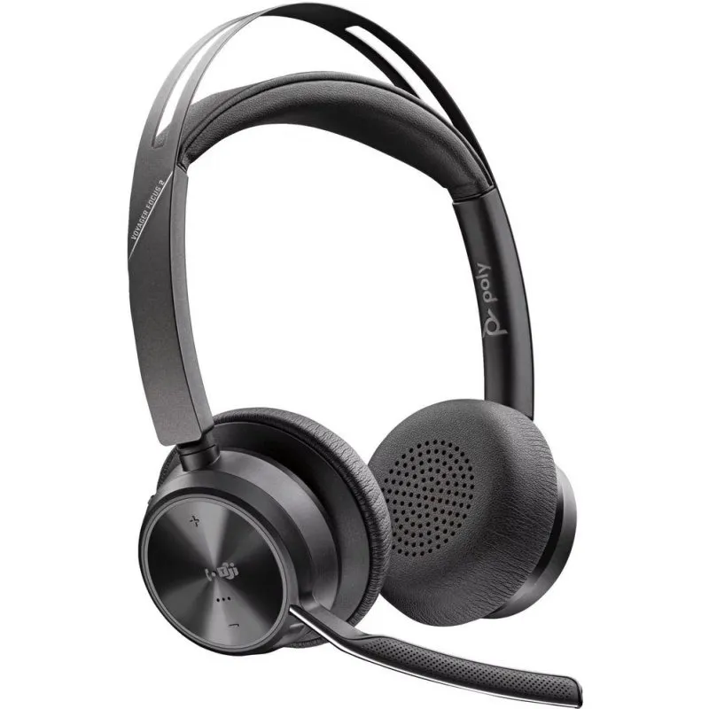 Auriculares HP Voyager Focus 2 sem fios Bluetooth com Cancelamento de Ruído, microfone e base de carregamento, uso profissional, preto
