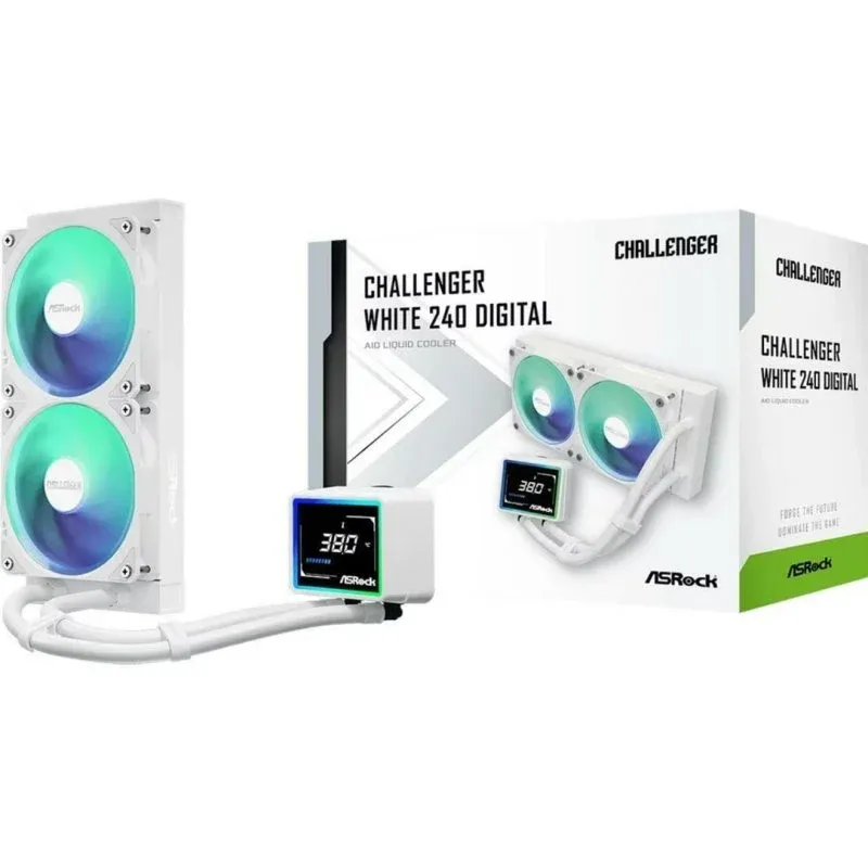 Refrigeração Líquida AsRock Challenger 240 ARGB White 240mm 2 Ventoinhas Digital