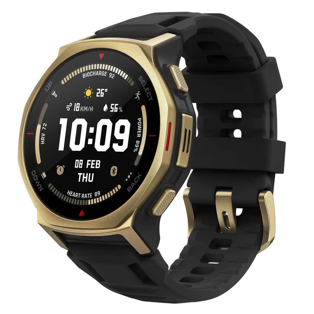 Smartwatch Amazfit T-Rex 3 Pro | 44mm | 10ATM | GPS com Mapas | 180 Modos Desporto | Rastreamento Saúde e Sono | Black Gold