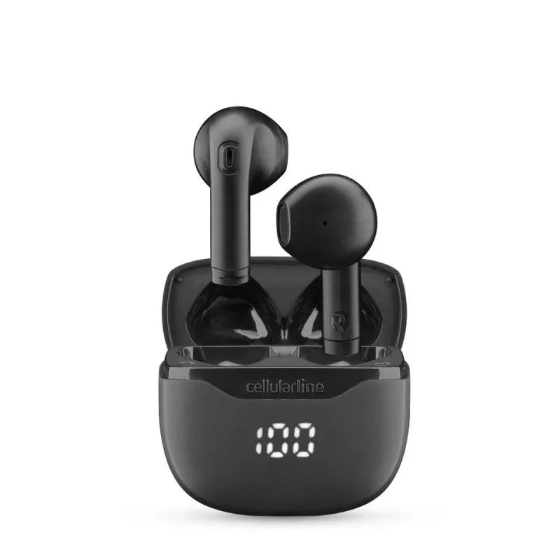 Auriculares Cellularline Core Bluetooth 5.4 True Wireless para chamadas e música pretos