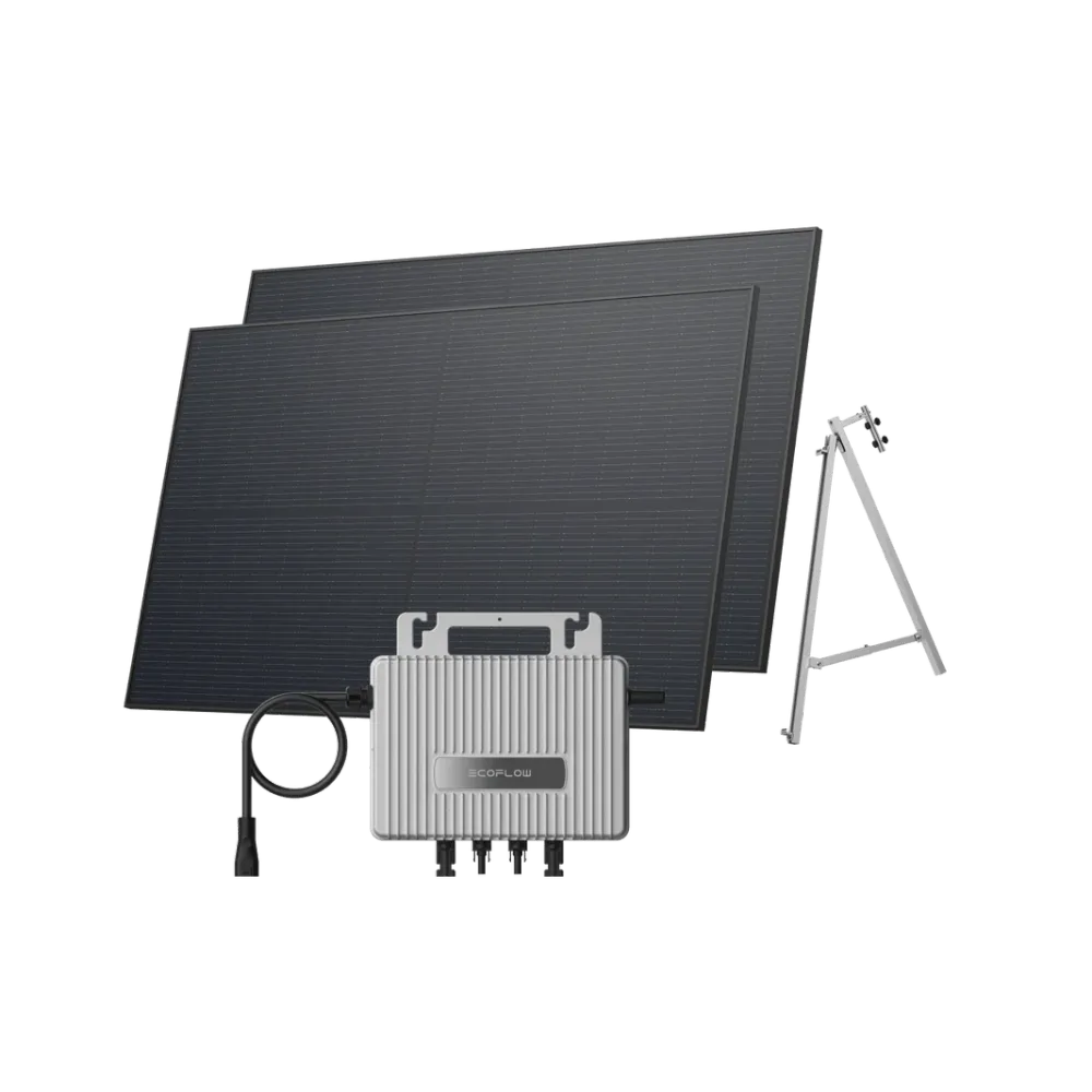 Kit EcoFlow STREAM de Varanda - Varanda de betão / (900Wp) 2 × 450W painel solar rígido + microinversor STREAM / Suporte: Varanda de betão