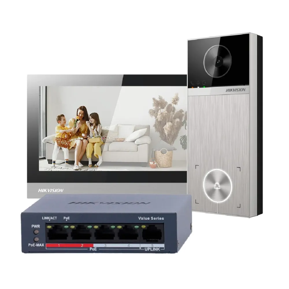 Kit de video Porteiro IP Hikvision 4MP WiFi PoE IP65