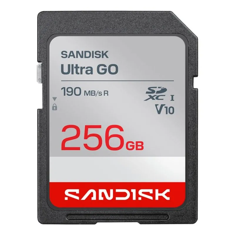 Cartao SD SanDisk Ultra GO 256GB SDXC UHS-I 190MB/s U3 V10 preto