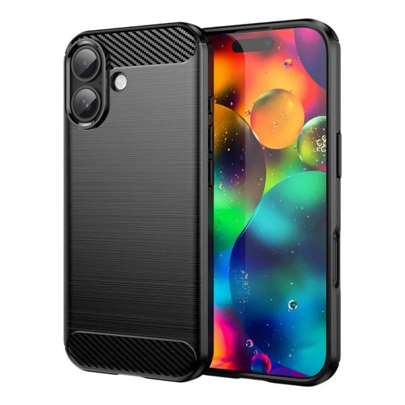 Funda para móvil DLH DY-PS5421 Cover silicone preta padrão carbono para iPhone 17