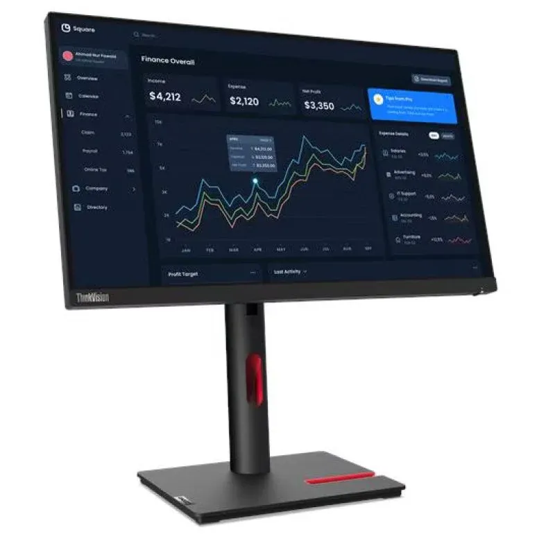 Lenovo ThinkVision T22i-30 Monitor 21.5" FullHD 60Hz IPS 6ms com USB, HDMI, DisplayPort e Ergonomia