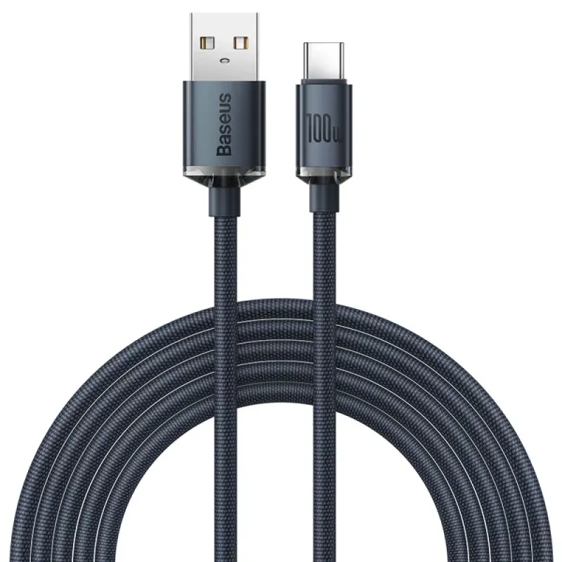 Cabo Baseus crystal shine usb para usb-c 100w 2m Preto