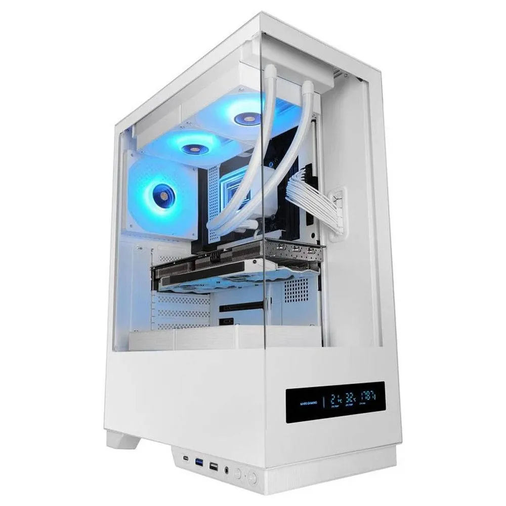 Caixa ATX Mars Gaming MC-PULSAR Tempered Glass c/ LCD Branca