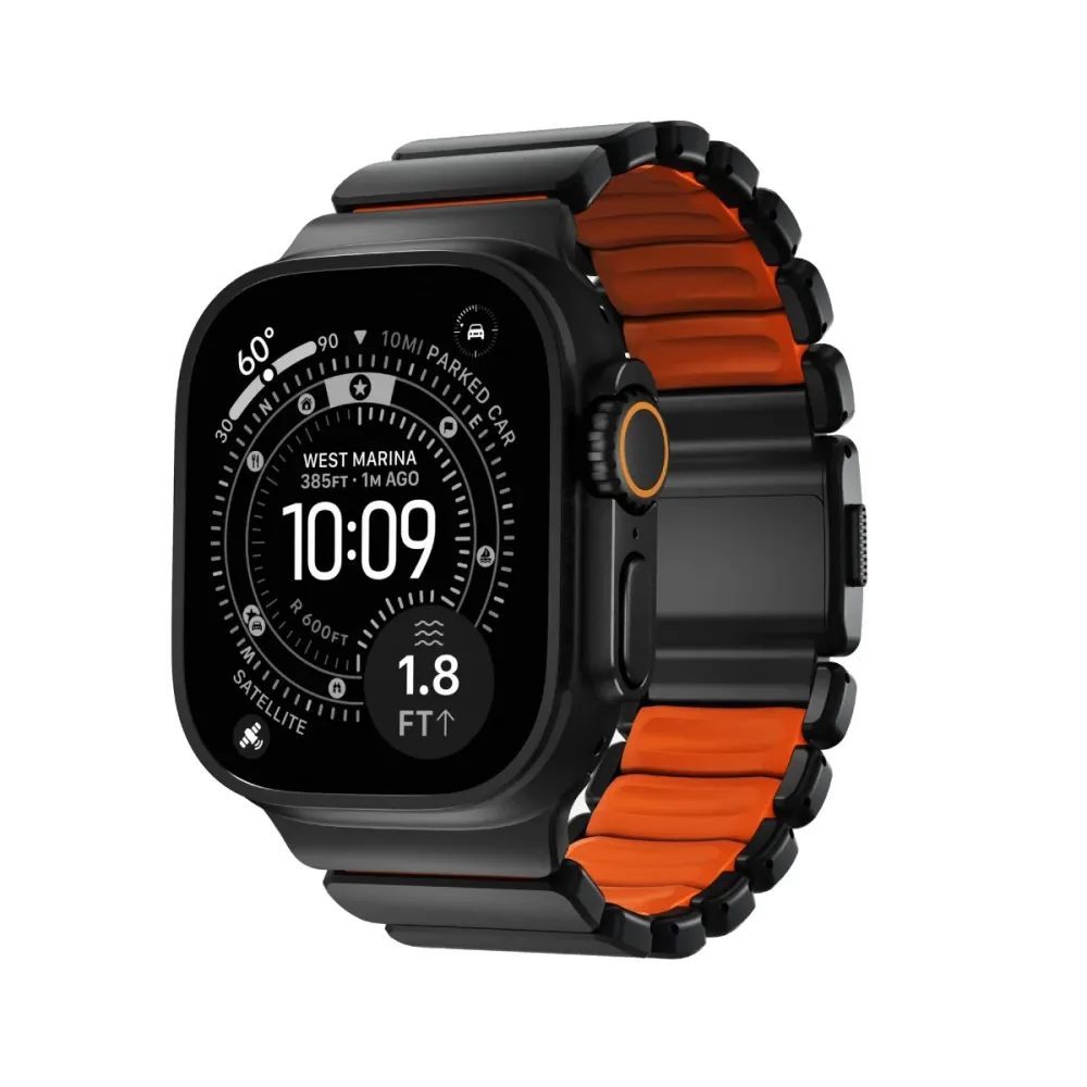 Bracelete Nomad Stratos Apple Watch 49mm Preto/Ultra Laranja
