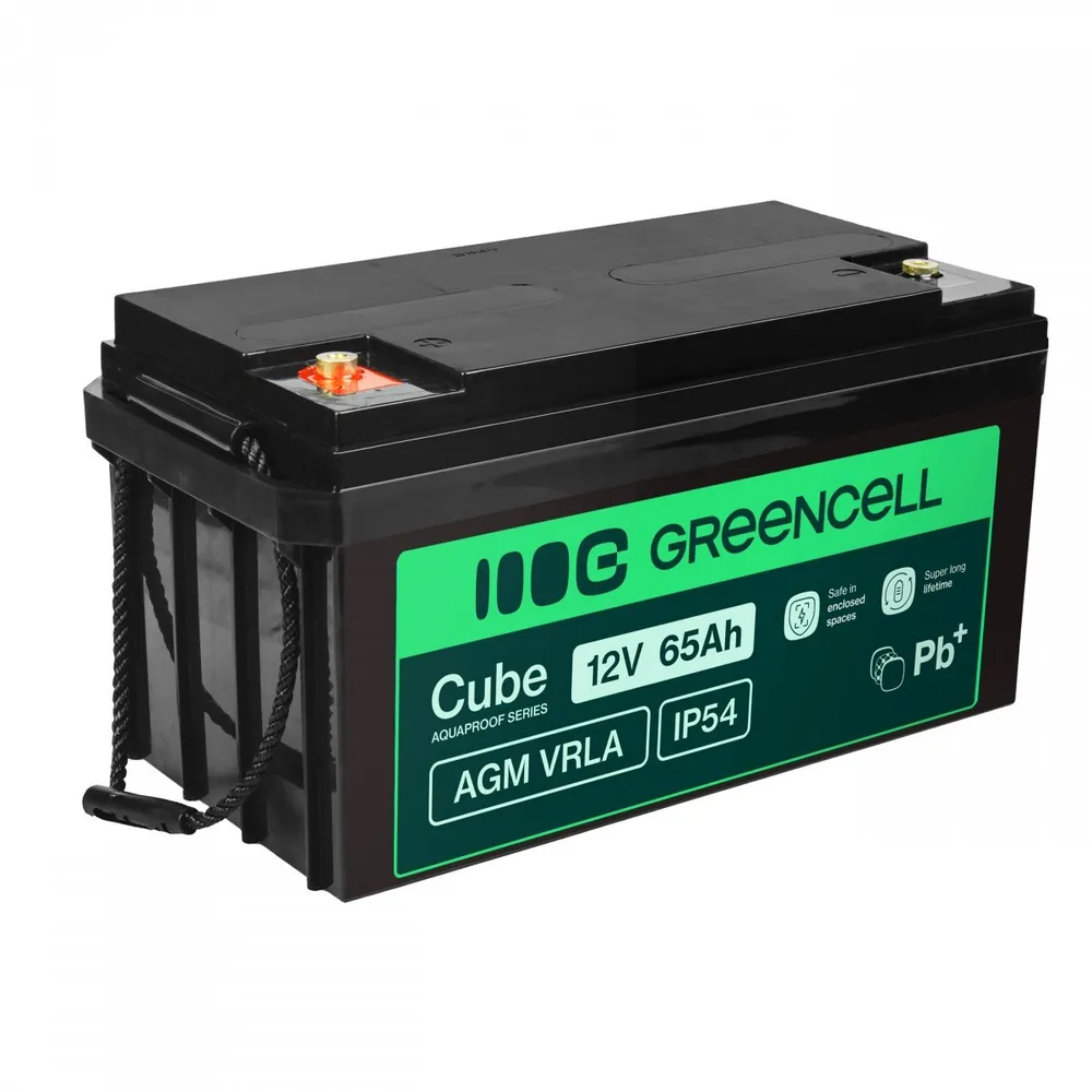 Green Cell Cube AGM VRLA IP54 12V 65Ah bateria sem AGM12V65AH-J