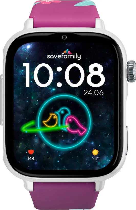 Smartwatch SAVEFAMILY SaveWatch Plus 2 para Crianças (Silicone - Branco/Roxo)