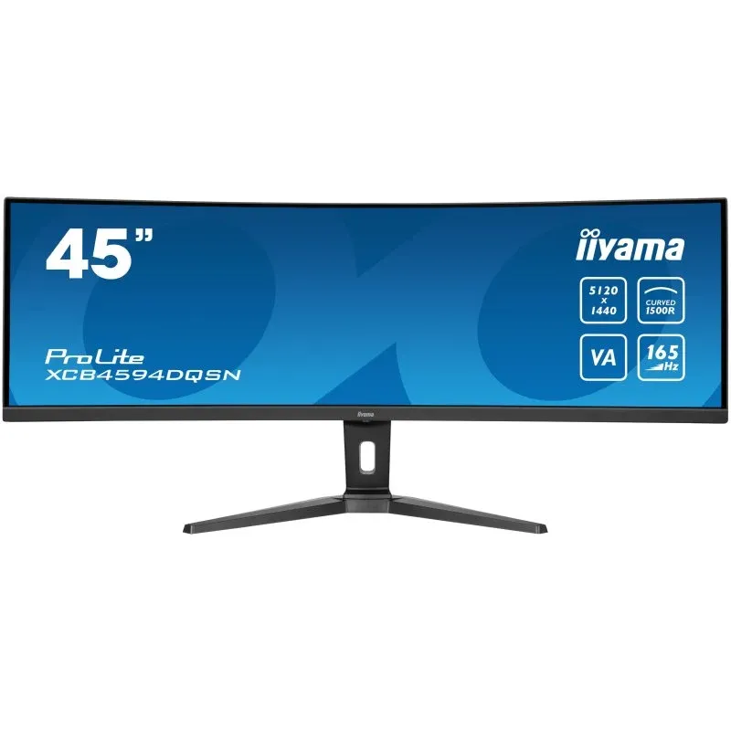 iiyama ProLite XCB4594DQSN-B1 45" VA CURVO DQHD 165Hz USB-C Dock Alto-falantes Altura Ajustável