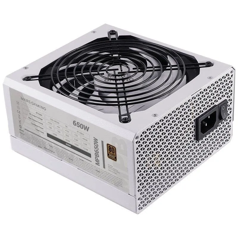 Fonte Alimentação Fonte de Alimentação Mars Gaming MPB650 650W Certificação 80 Plus Bronze Branco
