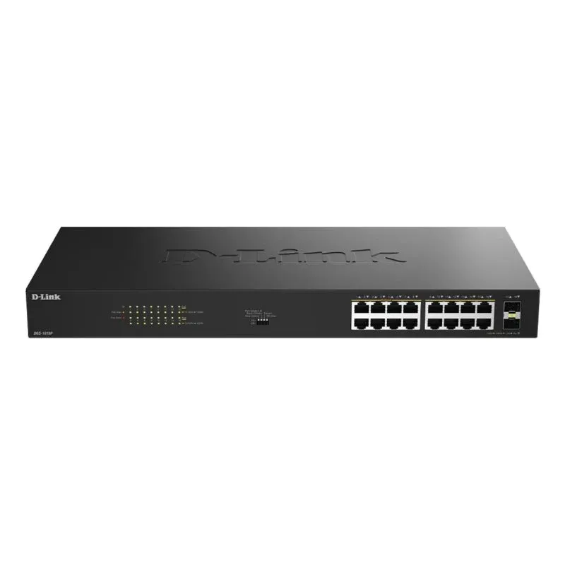 Switch D-LINK DGS-1018P 16 Portas Gigabit PoE+ 2 SFP Unmanaged 240W
