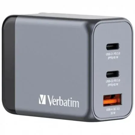 Carregador de pared universal verbatim gnc-65/ 2xusb tipo-c/