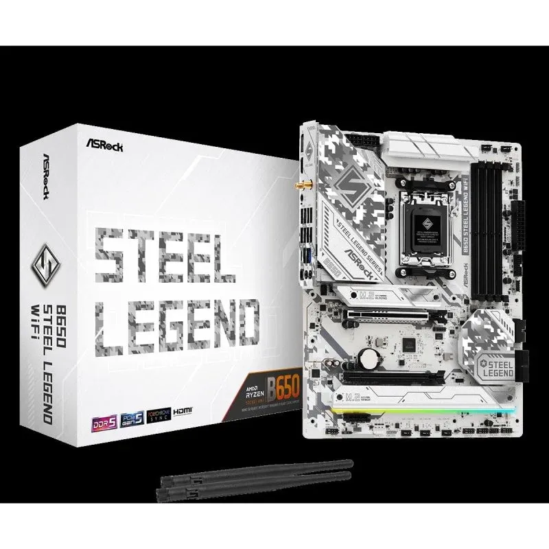 Placa mãe Asrock B650 ATX AM5 Steel Legend WiFi 6E DDR5 192 GB M.2 RAID RGB