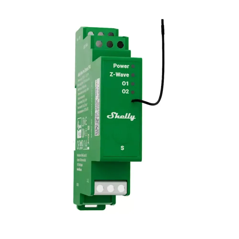 Módulo Controlador Shelly Dimmer Z-Wave Calha DIN 2x200W com Medição