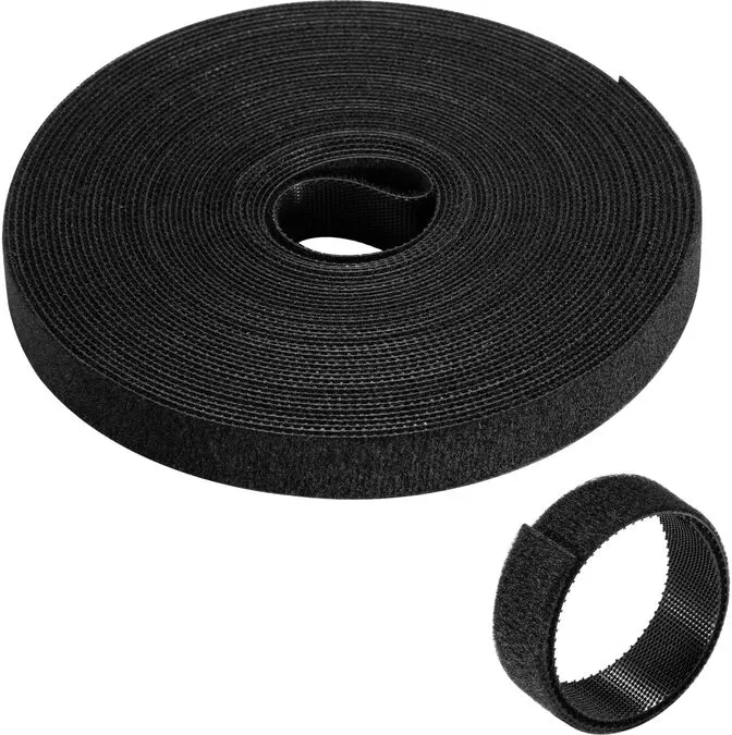Tira de Velcro Organizadora de Cabos Ewent EW1563 Hook & Loop Reutilizáveis 15mm 10 metros Preta