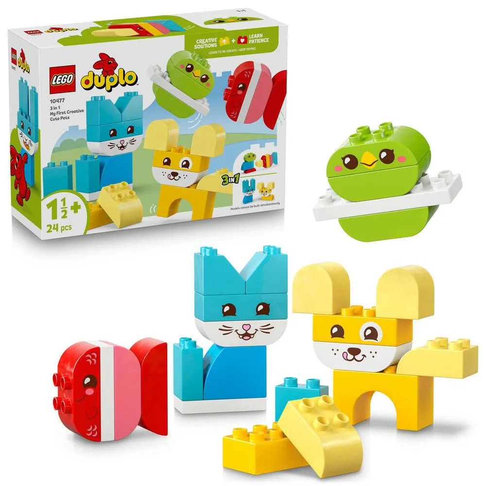 LEGO DUPLO My First: Animais Criativos Adoráveis 3 em 1 | Idades 1½+ | 24 Peças | Item 10477